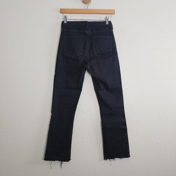 NEW Everlane Black The Kick Crop Flare Raw Hem High Waisted Jean - Picture 8 of 13